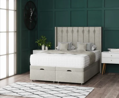 Floor Standing Button Top Divan Ottoman With Pillars